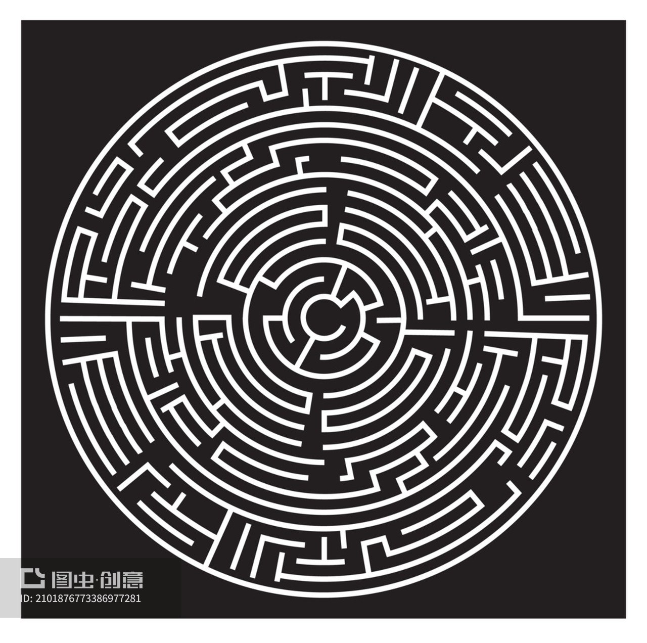 黑白圆形迷宫谜题挑战找到通往成功的曲径